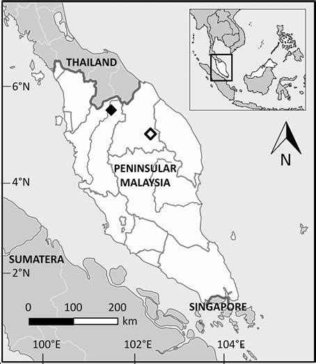 Map Of Peninsular Malaysia Showing The Type Localities For Kenyirus