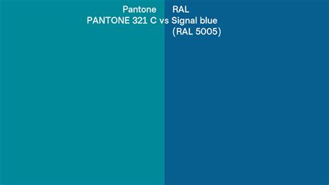 Pantone 321 C Vs Ral Signal Blue Ral 5005 Side By Side Comparison