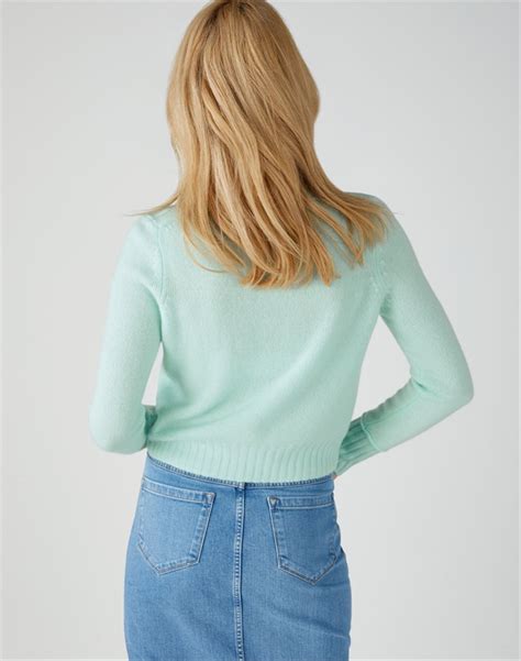Aquamarine Cashmere Lofty Cropped Sweater Pure Collection