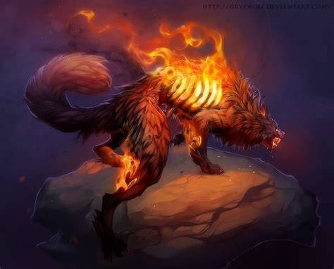 Fire Wolf Fantasy World Dark Fantasy Fantasy Art Magical Creatures