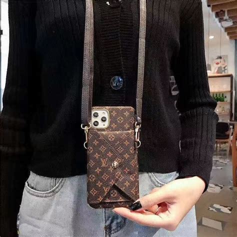 3253 Strap Lv Crossbody Leather Case For Iphone 11 Pro Max Brown