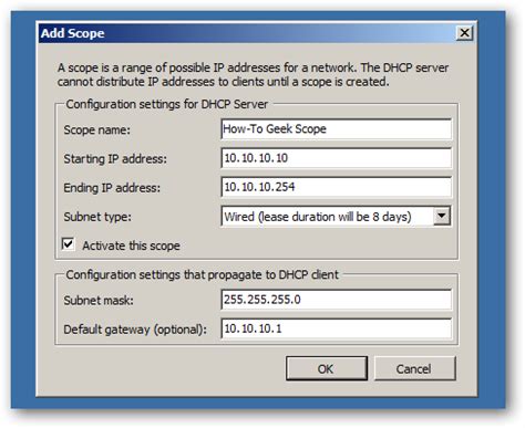 In the new scope wizard, click next, and then type a name and description for the scope. IT: How to Set Up DHCP in Windows Server 2008 R2