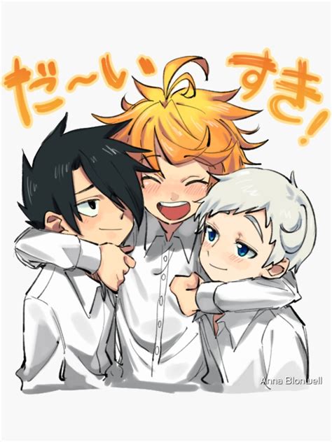 The Promised Neverland Cute Ray Emma And Norman Sticker For Sale
