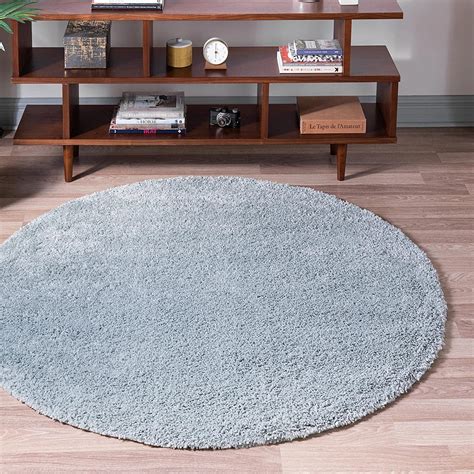 Soft Solid Shag Collection Round Rug 6 Ft Round