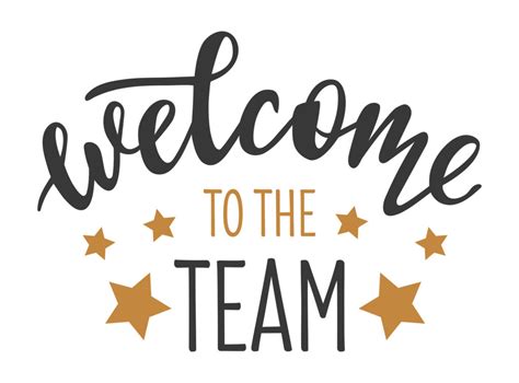 Welcome To The Team Hand Drawn Lettering Logo Icon In Trendy Golden