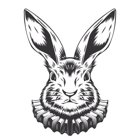 Rabbit Nobility Line Art Vintage Bunny Tattoo Or Easter Event Print