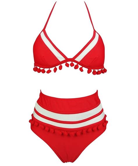 Sexy Criss Cross Bikini Set Women Push Up Padded Two Piece Bathing Suits Small Xx Large Red