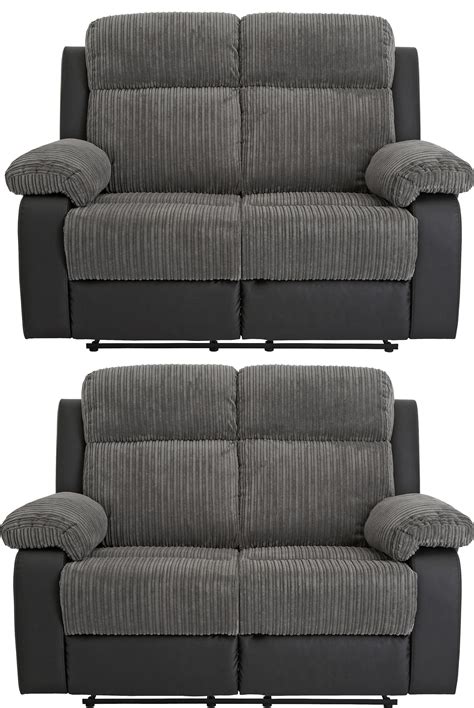 Argos Home Bradley Pair Of 2 Seater Recliner Sofa Charcoal 2376622