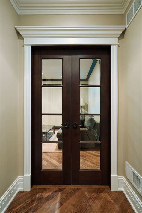 Interior Door Custom Double Solid Wood With Dark Mahogany Finish