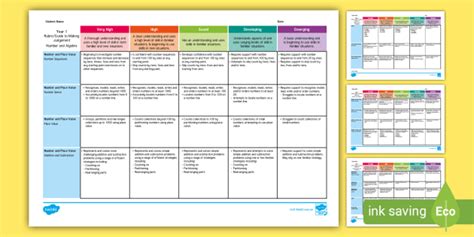 Year One Maths Assessment Rubric Pack Twinkl
