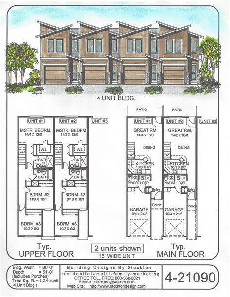 Building Designs By Stockton Plan 4 21090 Town House Floor Plan