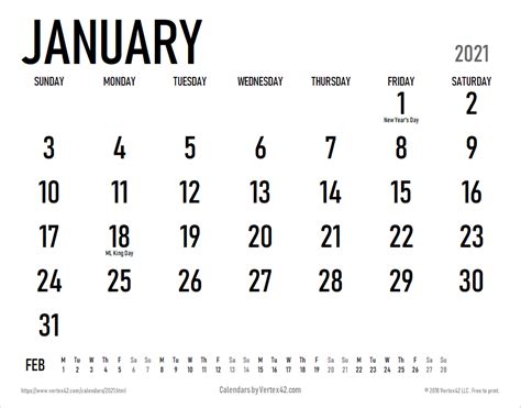 Free 2021 Yearly Calender Template 2021 Calendars Free Printable