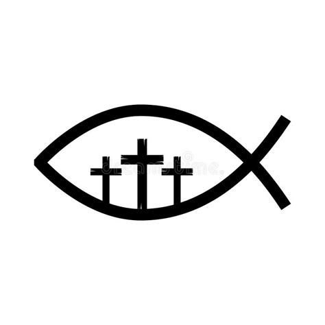 Fish Religious Symbol With Cross Stock Vector Illustration Of Cross