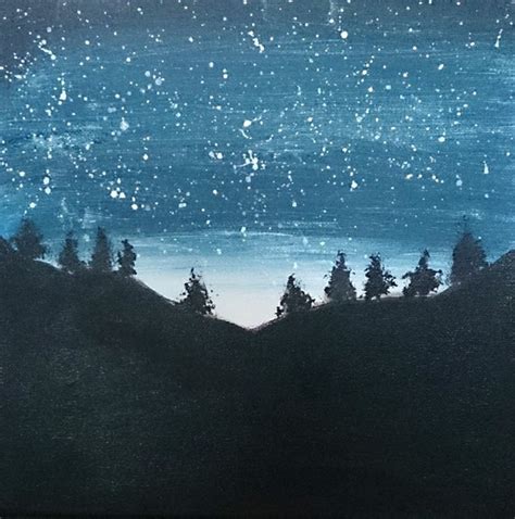 Items Similar To Night Sky Painting Landscape Painting Starry Night