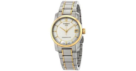Tissot T Classic Titanium Automatic Mother Of Pearl Dial Watch T In Gold Tone Grey
