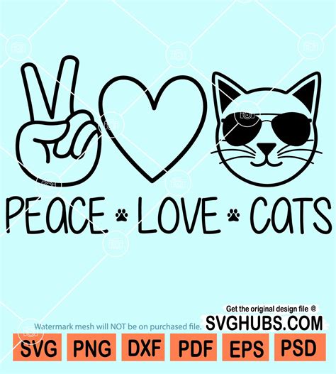 Peace Love Cats Svg Cat Lover Svg Peace Love Cats Png Cat Mom Svg