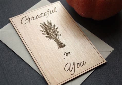 Thanksgiving Greeting Card Grateful Wood Card Thanksgiving Greeting