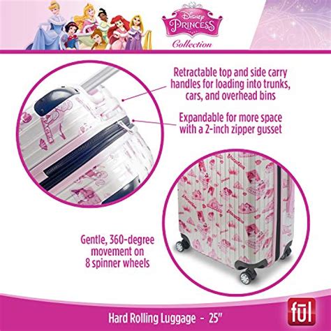 Ful Disney Princess Badges Rolling Suitcase Hardside Travel Luggage