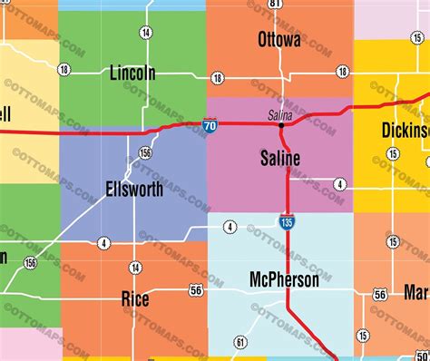 Kansas State Map County Boundaries Otto Maps
