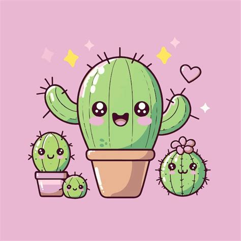 Premium Vector Cute Cactus Flower Vector Illustrations