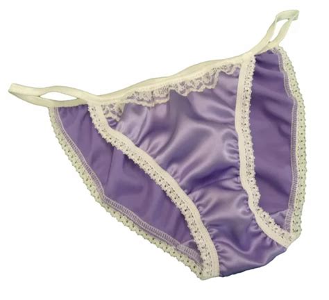lilac shiny satin panties mini tanga string bikini ivory lace made in france 13 99 picclick