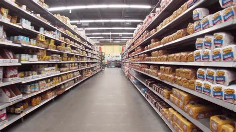 Walmart Grocery Store Interior Bare Meat Shelves Stock Footage Video