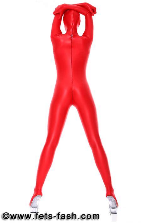 Fets Fash Catsuit Elastane Red Zip Female Size S