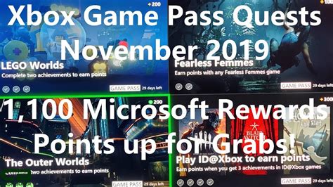 Xbox Game Pass Quests for November 2019 - 1,100 Microsoft Rewards