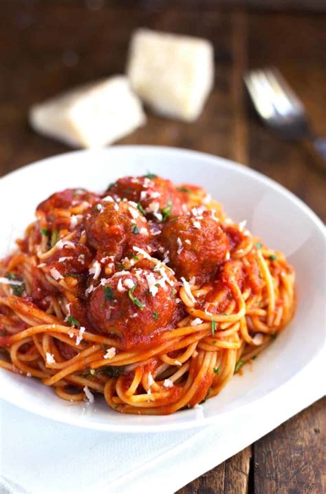 Skinny Spaghetti And Meatballs Recipe Pinch Of Yum