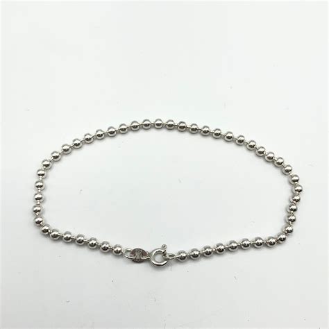 8 3mm Sterling Silver Bead Chain Spring Clasp Finished Silver Bead