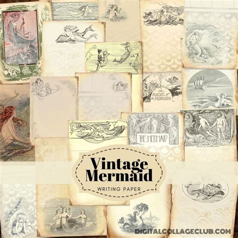 Vintage Mermaid Journal Pages The Digital Collage Club
