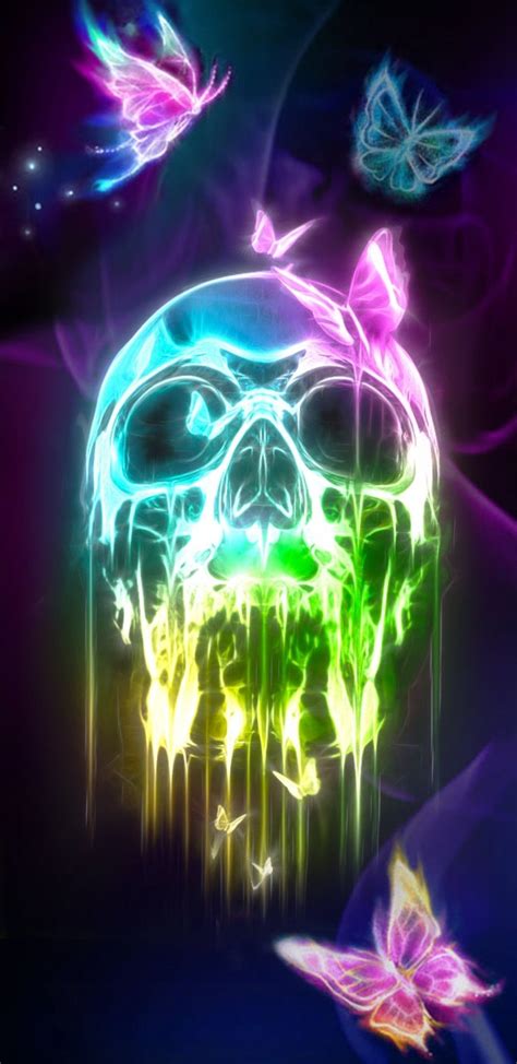 Neon Skull Wallpaper