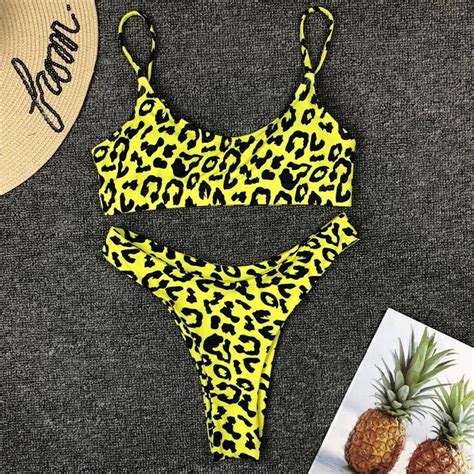 Sexy Leopard Bikinis Micro Bikini Set Push Up Thong Biquini High Cut Swimwear Women Mini
