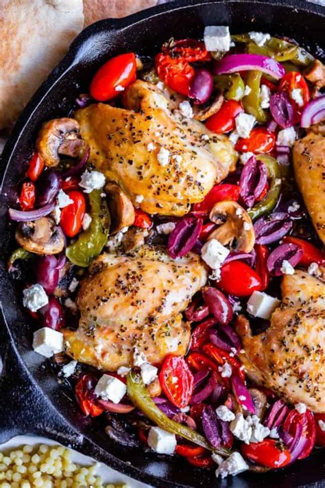 oven baked greek chicken with veggies the food charlatan