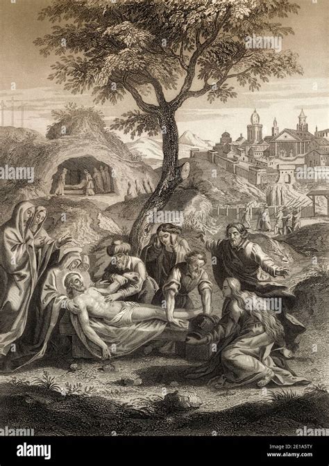 The Burial Of Jesus New Testament Steel Engraving 1853 Digitally