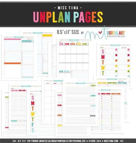 Unplan Undated Planner Printables Pdf Pages In 5 Sizes Dailyweekly