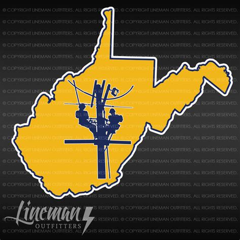 West Virginia State Outline With Flag Lineman Decal Lineman Outfitters
