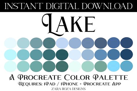 Lake Procreate Color Palette Graphic By Zararozadesigns · Creative Fabrica