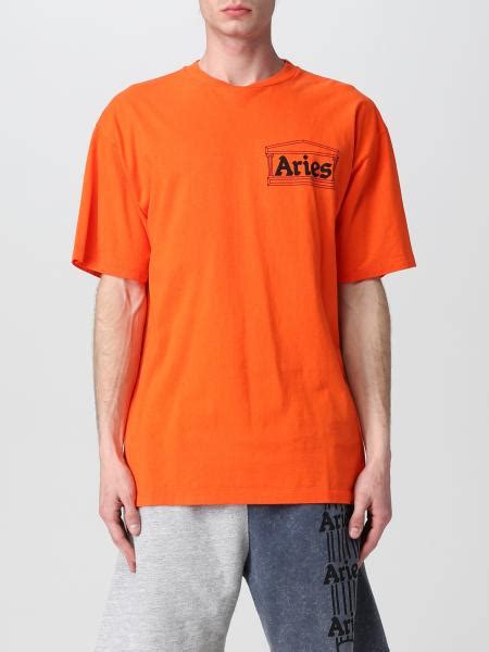 Aries T Shirt Men T Shirt Aries Men Orange T Shirt Aries Ssar60002