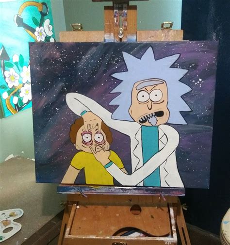 Rick And Morty Canvas Art Acrylic Paint Paint Night Painting