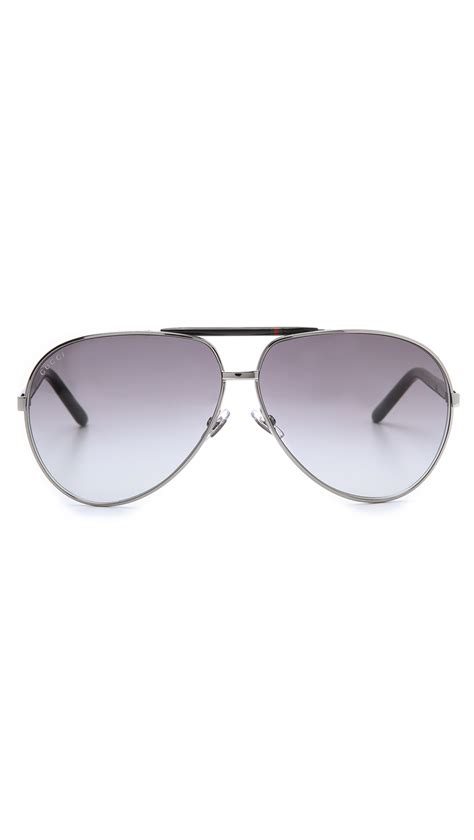 lyst gucci metal aviator sunglasses in metallic for men