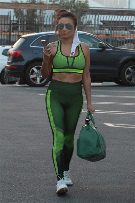 Jeannie Mai In A Green Workout Ensemble Arrives At The Dwts Studio In