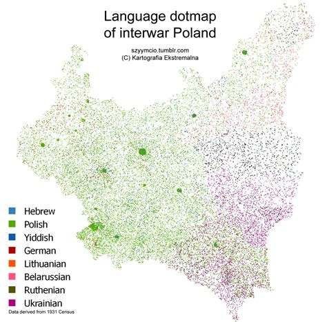 Language Dotmap Of Poland From The 1931 Census [5120 × 5048] R Mapporn