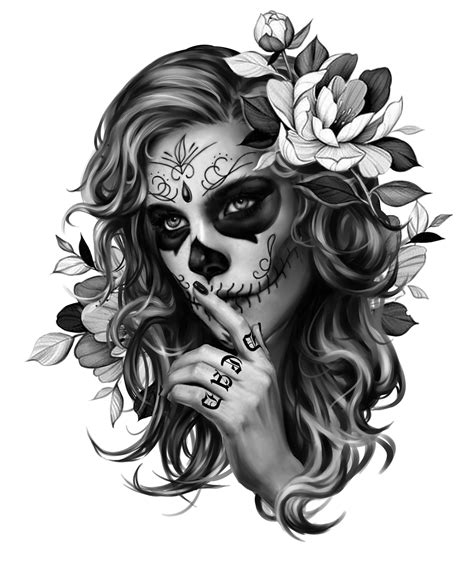 Pin Up Girl Tattoo Skull Girl Tattoo Skull Sleeve Tattoos Sugar Skull Tattoos Dope Tattoos