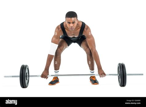 Bodybuilder Lifting Heavy Barbell Weights Stock Photo Alamy