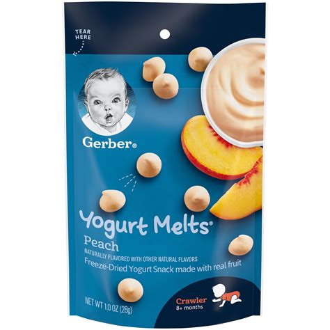 Gerber Yogurt Melts Stage 3 Baby Snacks Freeze Dried Yogurt Peach 1 Oz
