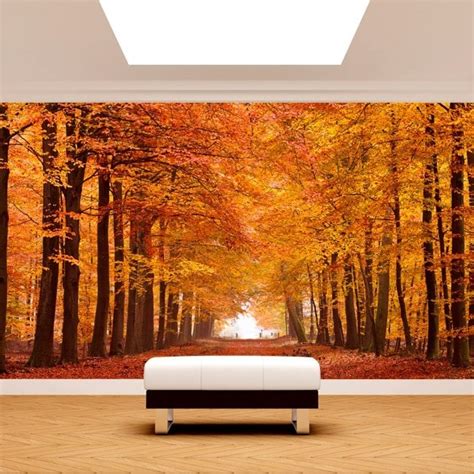 🥇 Photo Wall Murals Road And Trees Autumn 🥇