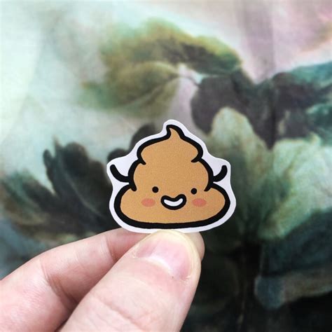 Smiling Poop Emoji Sticker Weatherproof Kawaii Vinyl Decal Etsy