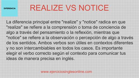 Realize Vs Notice Diferencia En Inglés Ejercicios Inglés Online