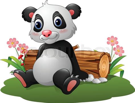 Illustration Of Cartoon Panda Sitting Stock Vector Colourbox